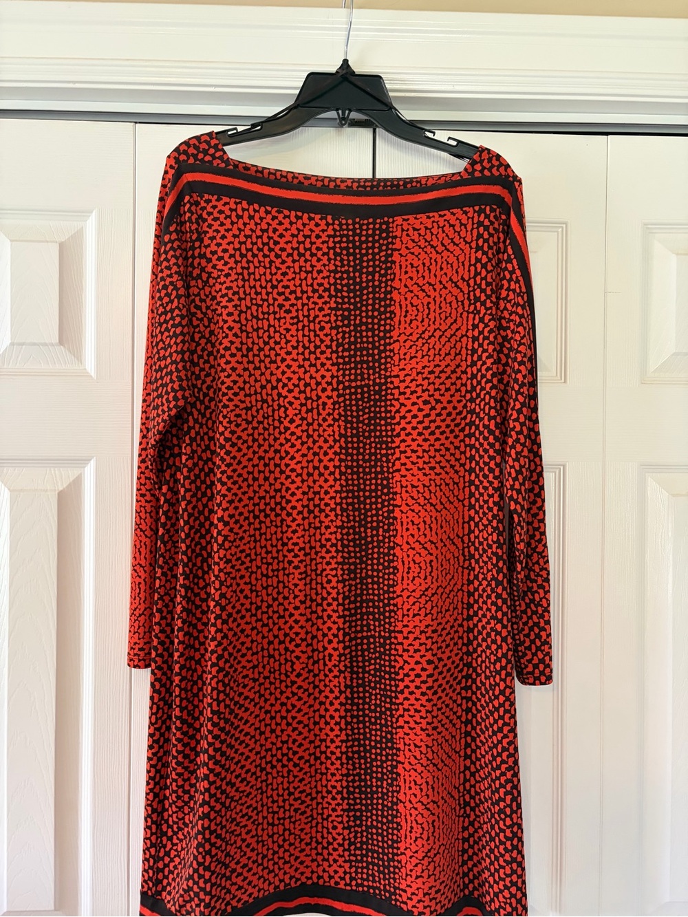 Michael Kors Orange and Black Long Sleeve Printed Dress